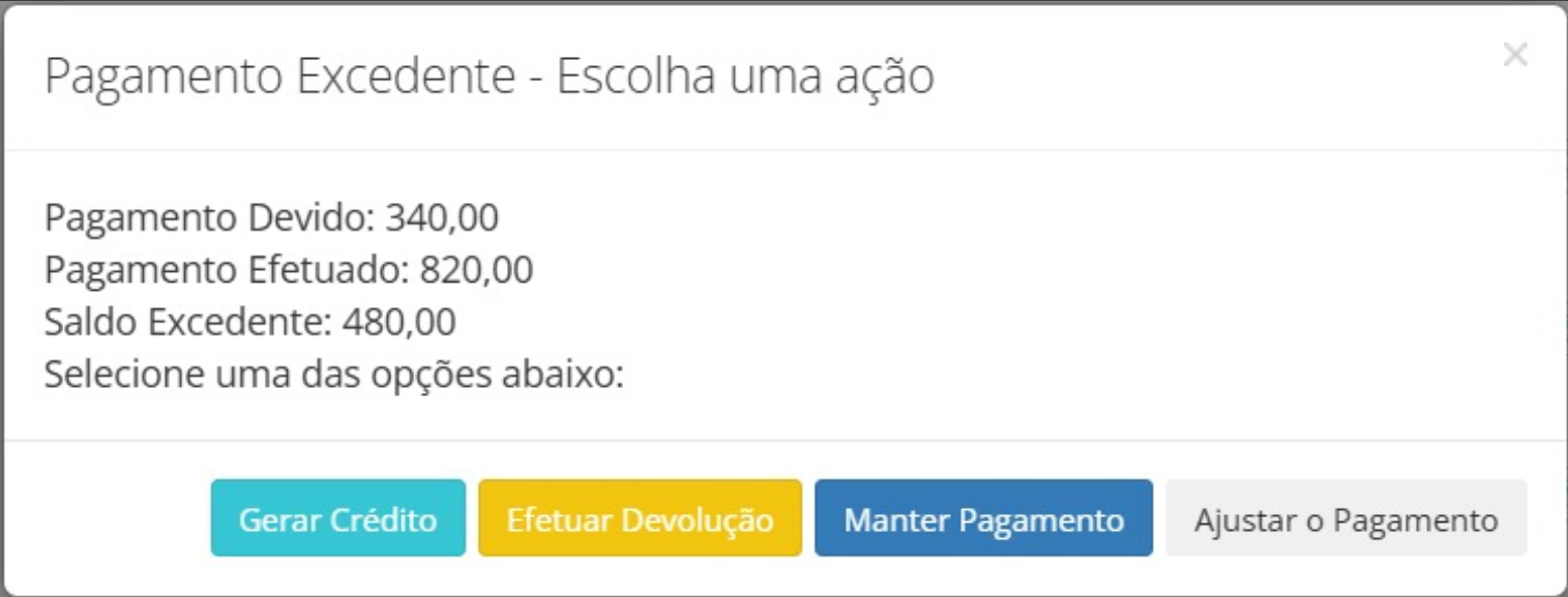 Tela de Aviso de Pagamento Excedido